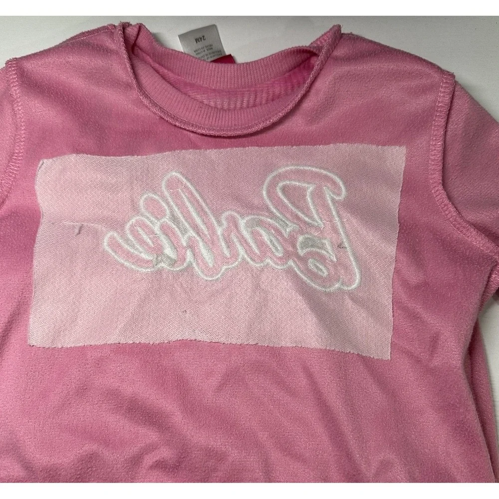 Barbie Sweater Toddler Girls Size 24M Pink Embroidered Long Sleeves Soft Cuddly